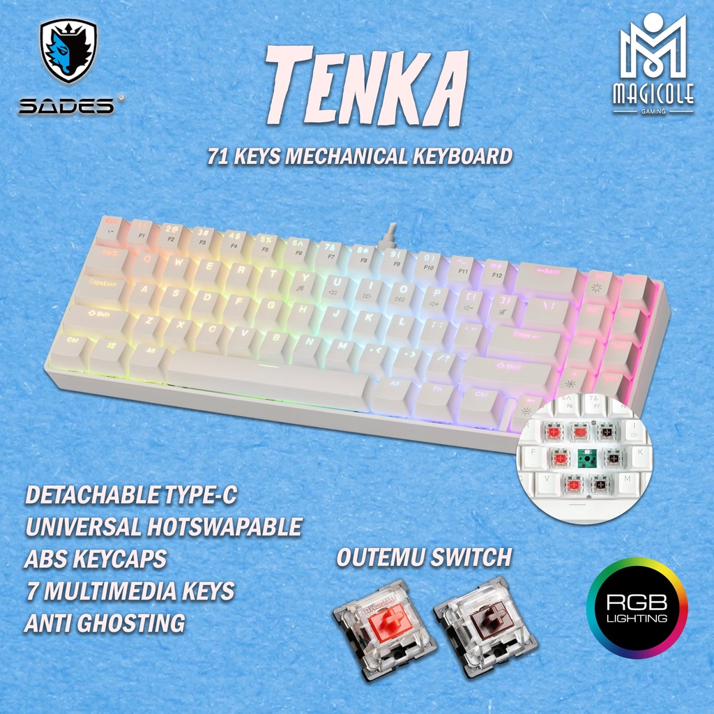Sades TENKA 71keys RGB Outemu Hotswappable Mechanical Gaming Keyboard