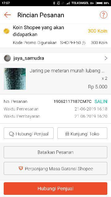 Jaring Pe Meteran Murah Lubang 3,5cmx3,5cm Talitebal 1mm
