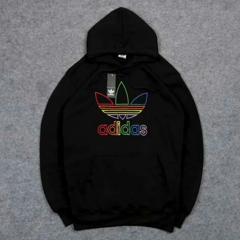 HOODIE ADIDAS TREFOIL RAINBOW BLACK & WHITE