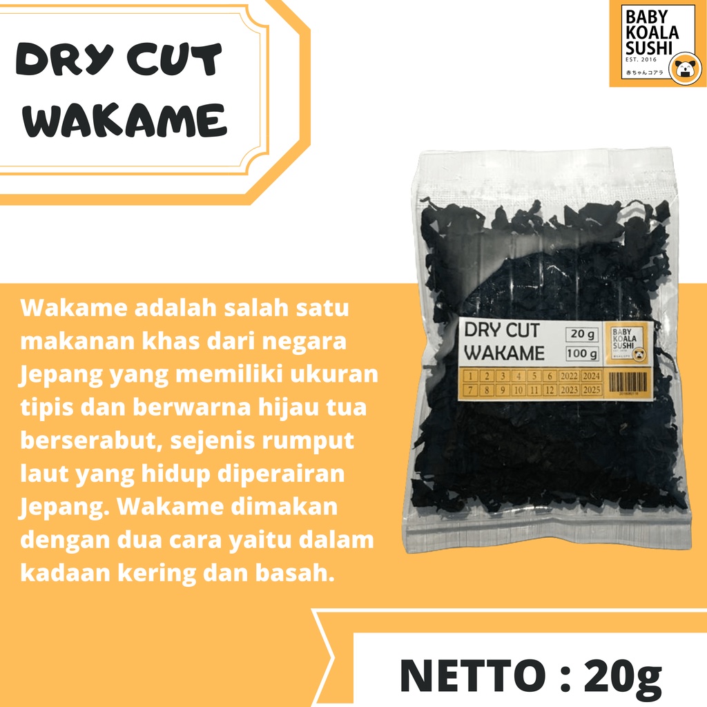 DRY WAKAME Rumput Laut Kering 20 g │ Dried Cut Wakame Import for Miso Sup Ramen Udon