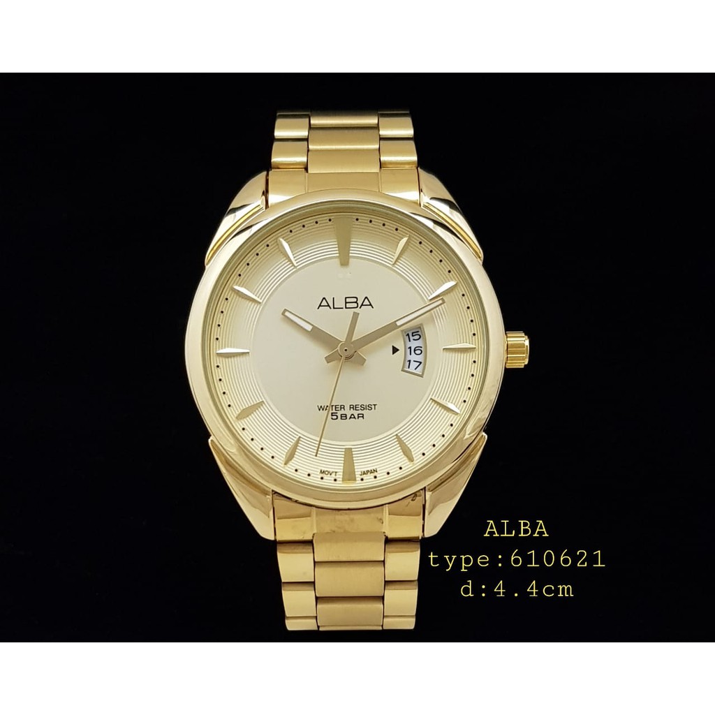promo ALBA 610621  rantai  jam tangan cowok tanggal d:4.4cm + box