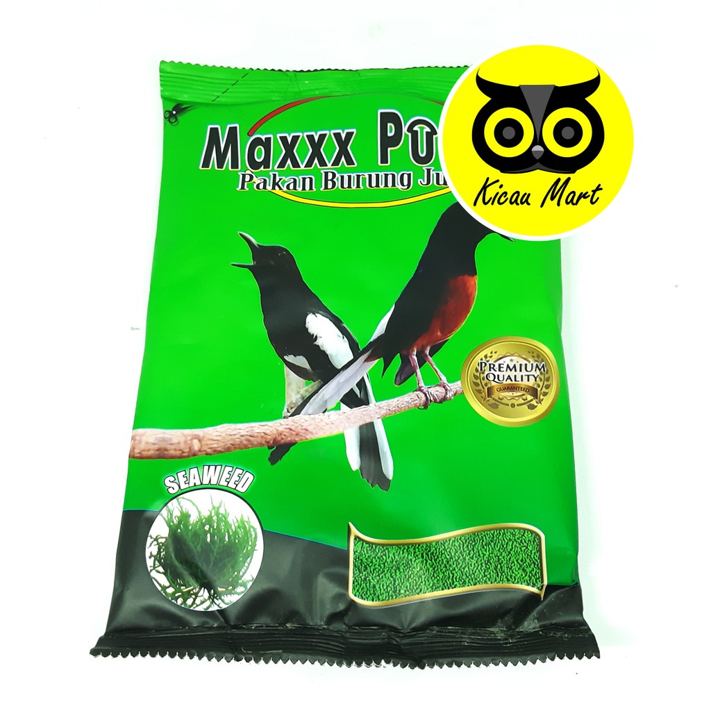 PAKAN MAKANAN HARIAN BURUNG MURAI KACER JALAK VOER PUR SEAWEED MAXXX POWER KEMASAN PLASTIK PKNBRMP3