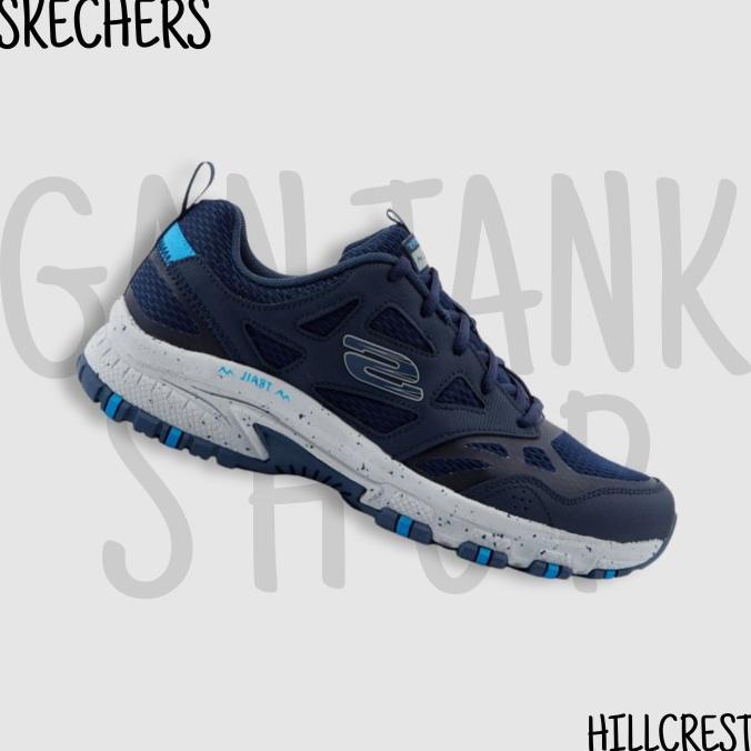 SKECHERS Hillcrest Navy Sepatu Sport Trail Pria 100% Original BNIB