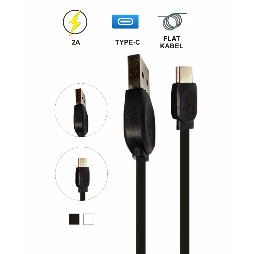 KABEL USB TYPE C 2A FLAT CHARGING