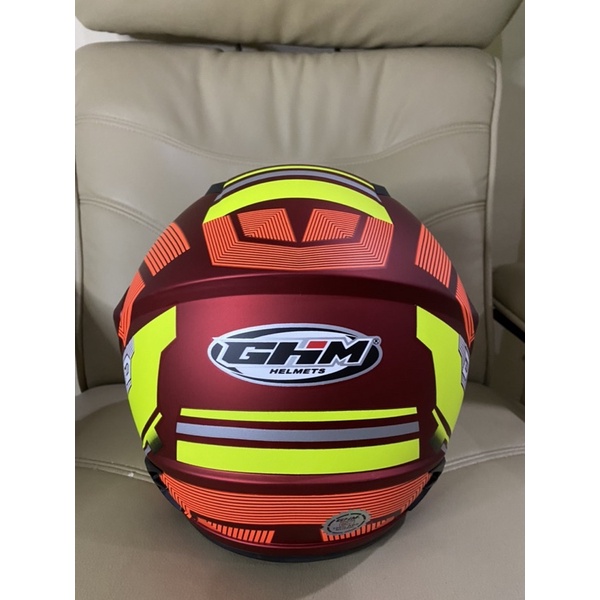 Helm Dewasa GHM Vista Stabilo Merah Kuning SNI Half Face