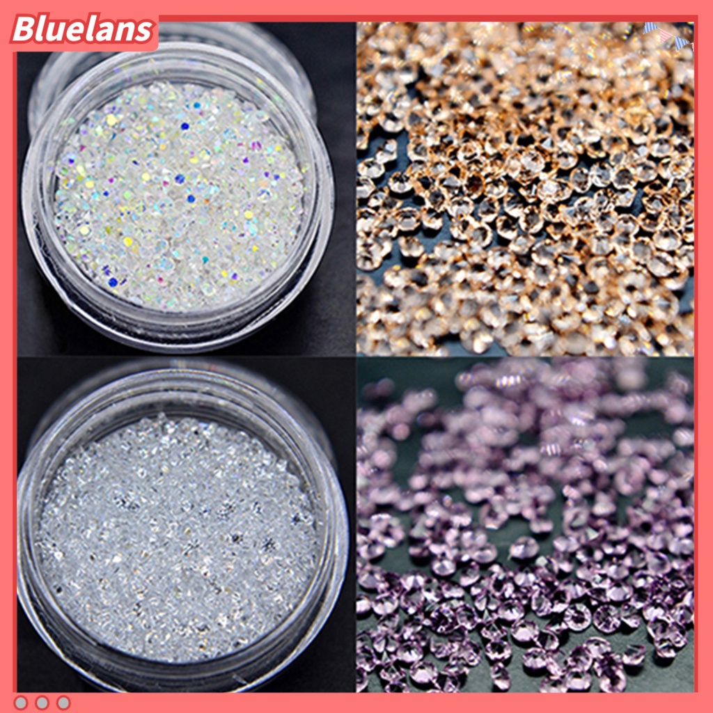 Bluelans 300Pcs / Kotak Stiker Kuku Mini Aksen Berlian Imitasi Untuk Dekorasi Manicure / Nail Art