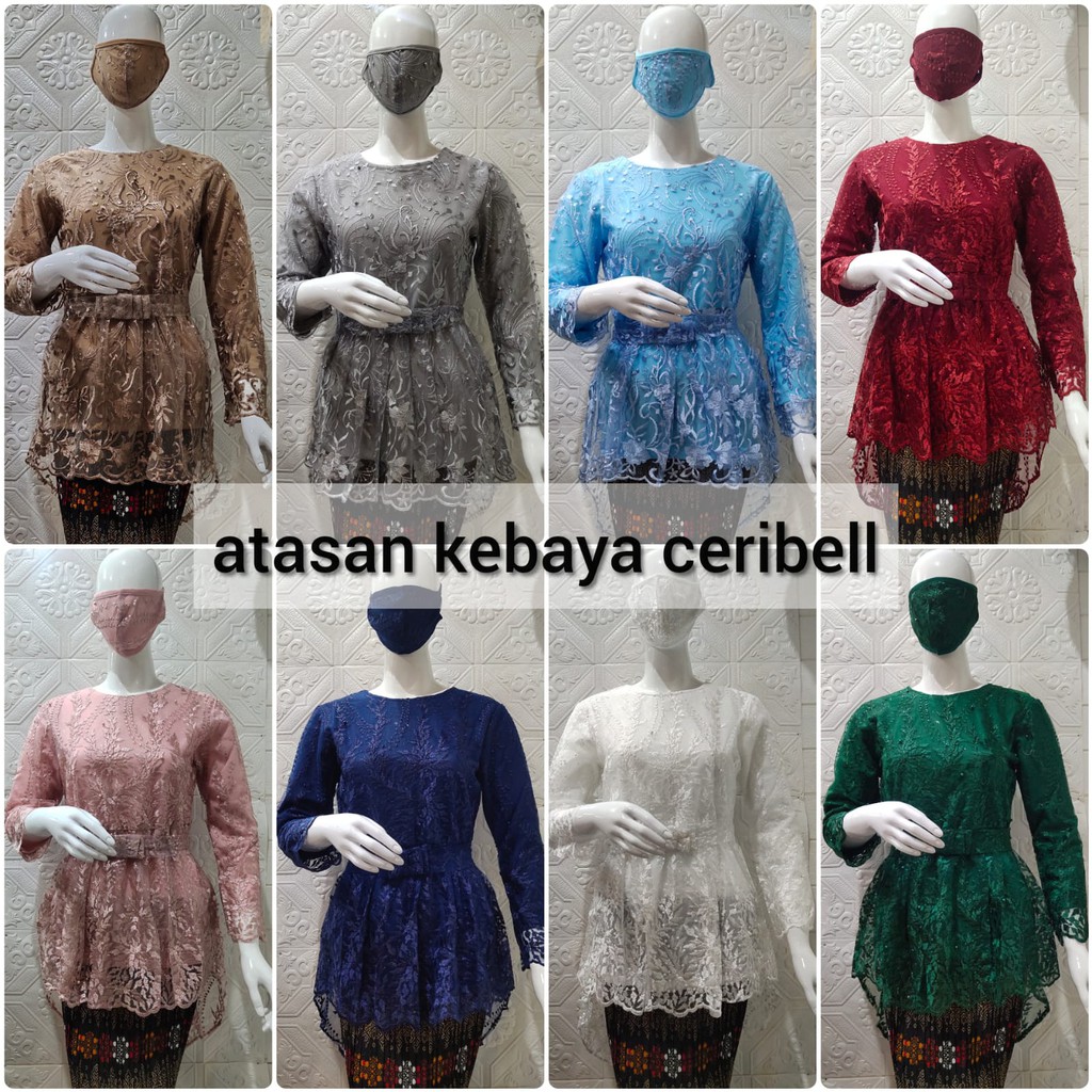 KEBAYA BRUKAT TULLE CERIBELL MOTIF TERBARU FREE MASKER