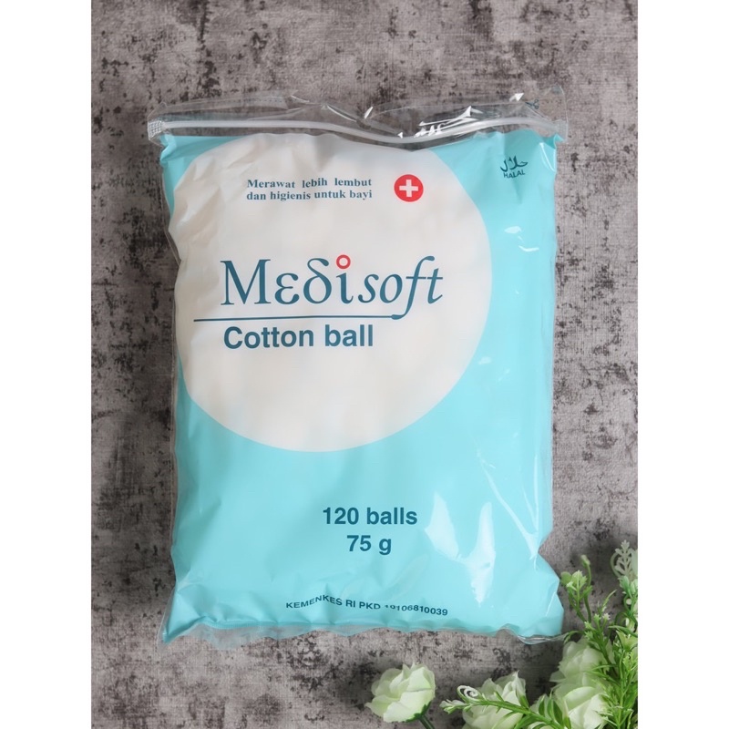 Medisoft Cotton Ball | Bola Kapas isi 120 balls | Kapas Pembersih Kotoran Bayi Anak | Kapas Muka | Perawatan Kulit Bayi