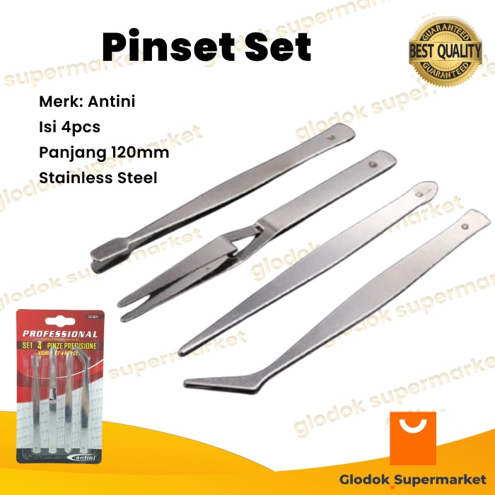 Pinset Set 4in1 Pencapit 4pcs Tweezer 4 in 1 Pingset 4 pcs Antini 66211