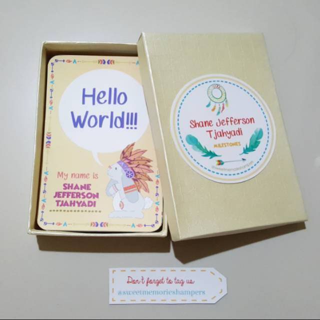 CUSTOM NAMA BABY MILESTONE CARD (KARTU SELFIE BAYI) BOHEMIAN COLLECTION
