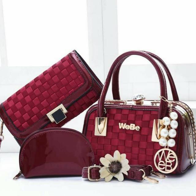 Tas wanita webe behel mini set 3 in 1 impor batam