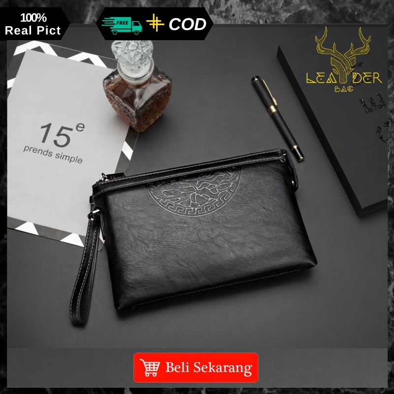 Tas Tangan Cowok Kulit Kangaroo Original Import Clutch Pria Kulit Ori Keren Model Terbaru 2022 Waterproof Atau Clucth Handbag Kulit Pria Wanita Terbaru Warna Hitam Motif Simpel Anti Air Berkualitas Impor KANGAROO MAPLE D01