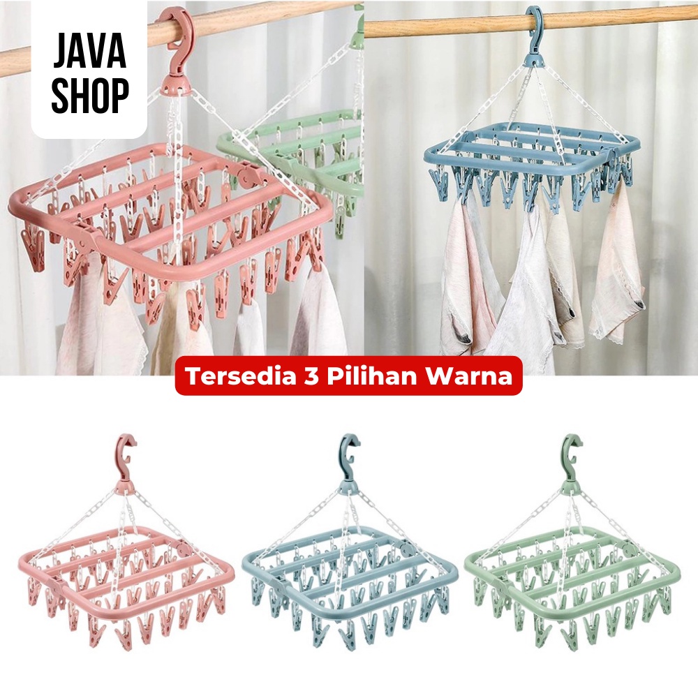 JAVASHOP Hanger Gantungan Baju Serbaguna 32 Jepitan