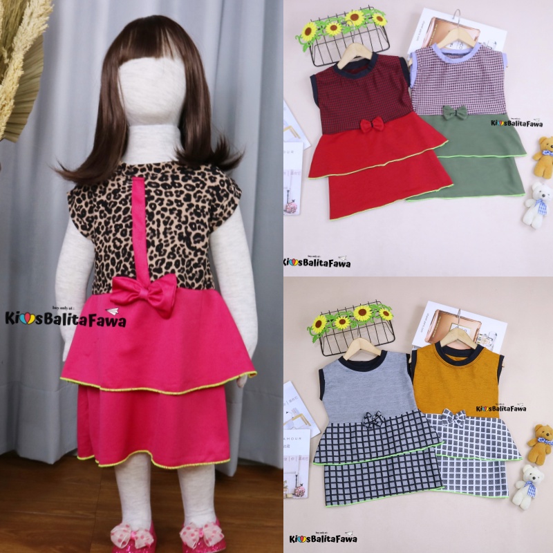 Dress Viona Kensi uk 1-6 Tahun / Dress Lengan Kutung Murah Balita Anak Perempuan Dres Import Blouse