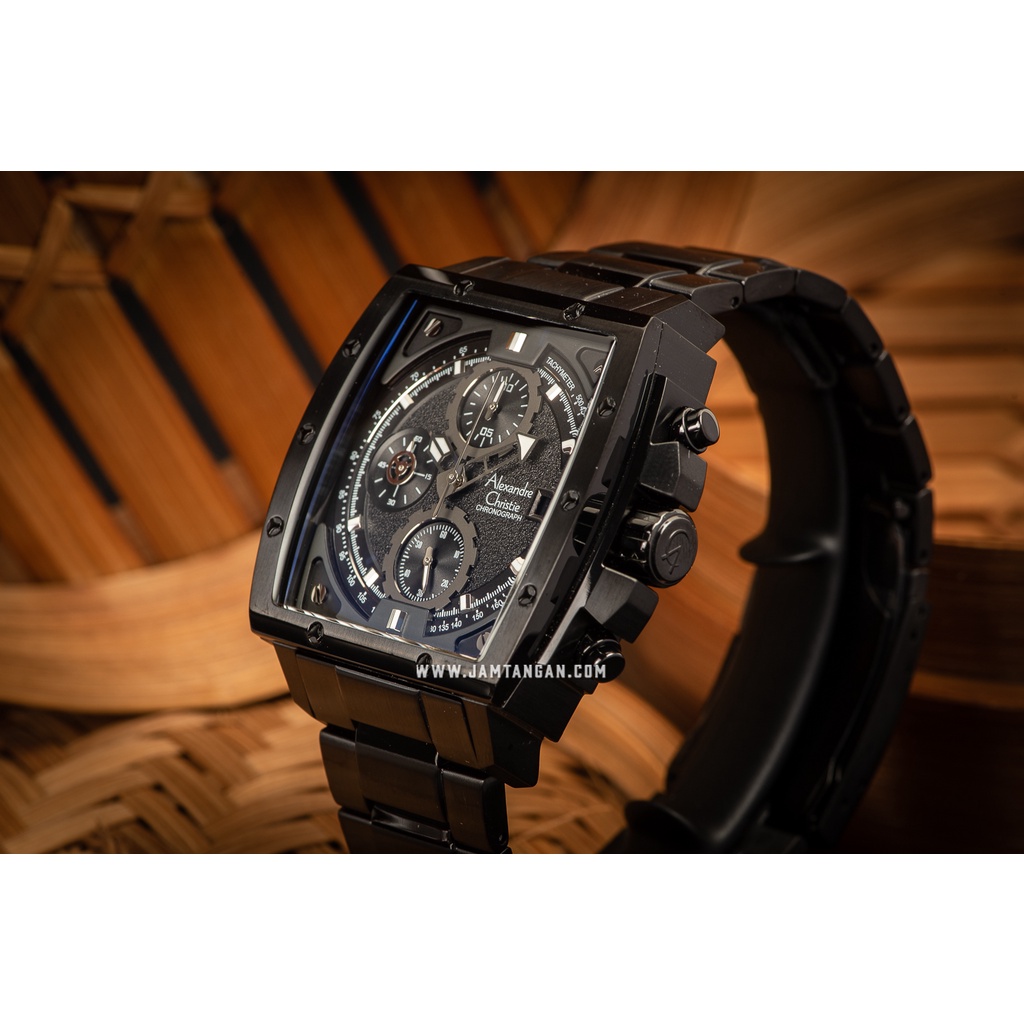 Alexandre Christie AC 6376 MC BIPBA Chronograph Men Black Dial Black Stainless Steel Strap