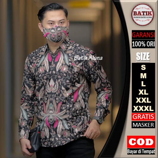 Baju Batik Pria Lengan Panjang Premium Slimfit Modern Full Furing Terbaru BATIK ALUNA PL 014