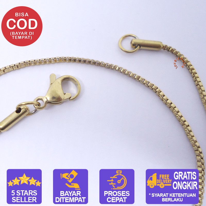 Rantai Kalung Titanium Anti Karat Italy Rantai Kalung Ukuran 45 cm Warna Emas - Lovelybutik