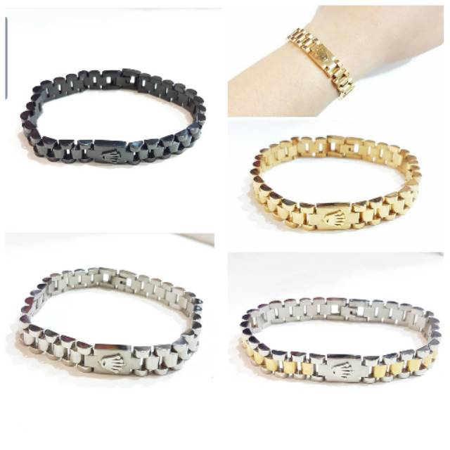 Gelang Premium Titanium Gelang tangan Stainless steel anti karat anti alergi T5