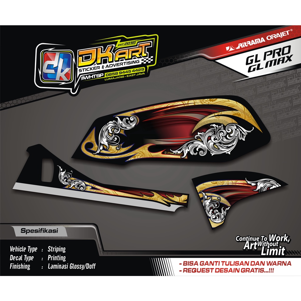 Striping Variasi GL Pro/Max Motif Elegan Airbrush