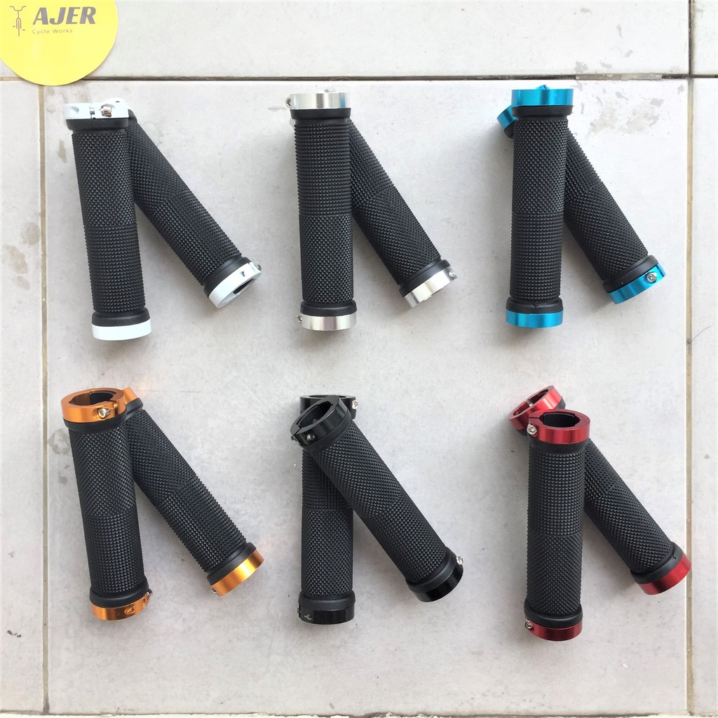 Hand Grip Sepeda double lock Anti selip handle bar stang pegangan ergonomis MTB seli flat bar