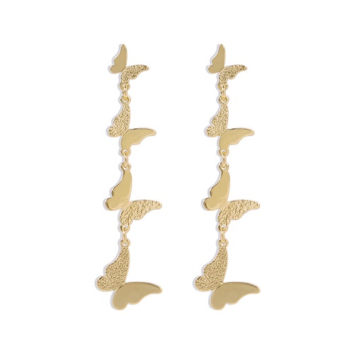 Anting Tusuk Fashion Gold Color Alloy Butterfly Long P28913