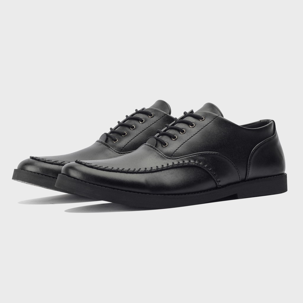 BOLTON BLACK |MNM x GIANT FLAMES| Sepatu Pantofel Pria Oxford Formal / Kantor ORI