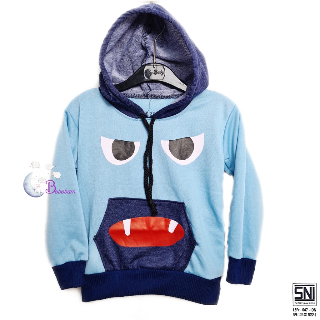 BOBOBAM BAJU BAYI LAKI LAKI  HOODIE ANAK COWO LUCU ATASAN COWOK  6 12 BULAN  KEREN TRENDY KEKINIAN MONSTER KARAKTER