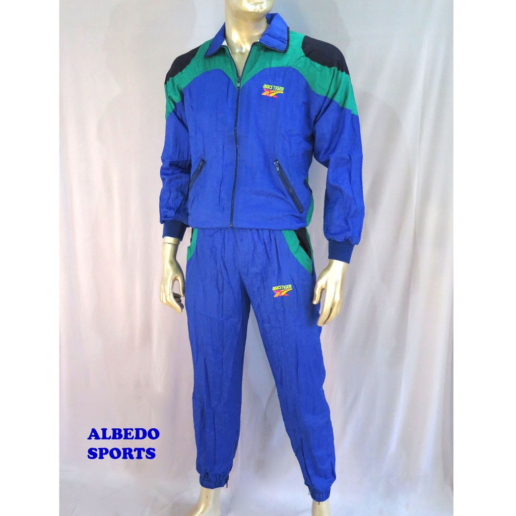 Jaket Training Parasut  Asics Tiger 1 Set Celana Original Impor Olahraga Badminton Volly Voli Tenis 