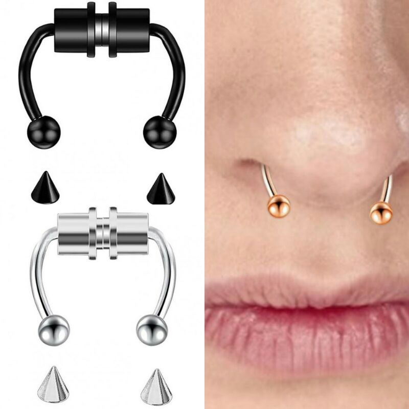 Anting magnet hidung palsu fake septum