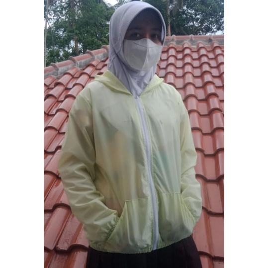 Jaket wanita korea transparan anti UV