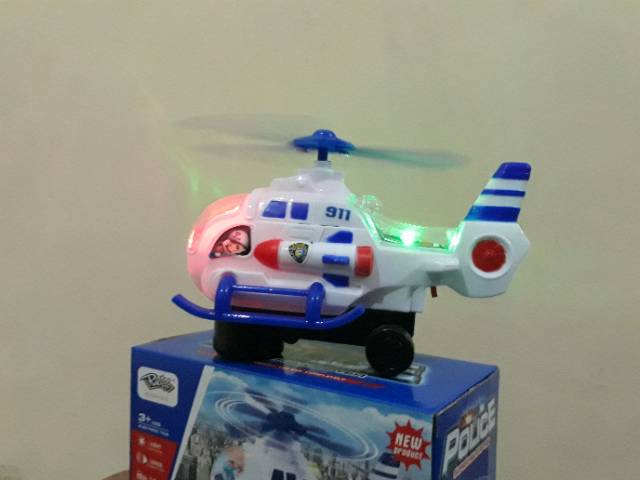 Mainan Helicopter Police Bump &amp; Go Baterai - Helikopter Anak Edukatif