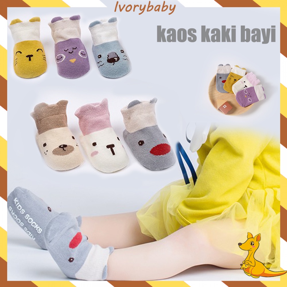 Ivorybaby Kaos kaki anak pendek/baby socks/kaos kaki bayi selutut degan motif lucu