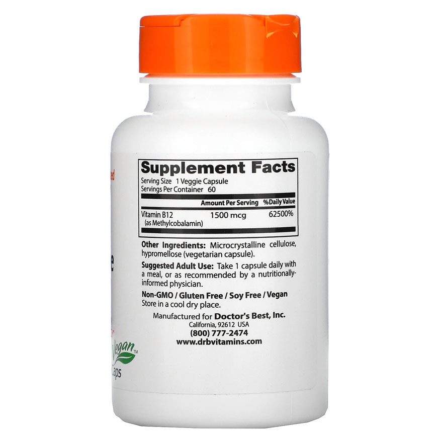 Doctor Best Fully Active B12 1500 mcg 60 Veg Dr Best B12 ORI USA Vitamin B12 Vit B 12
