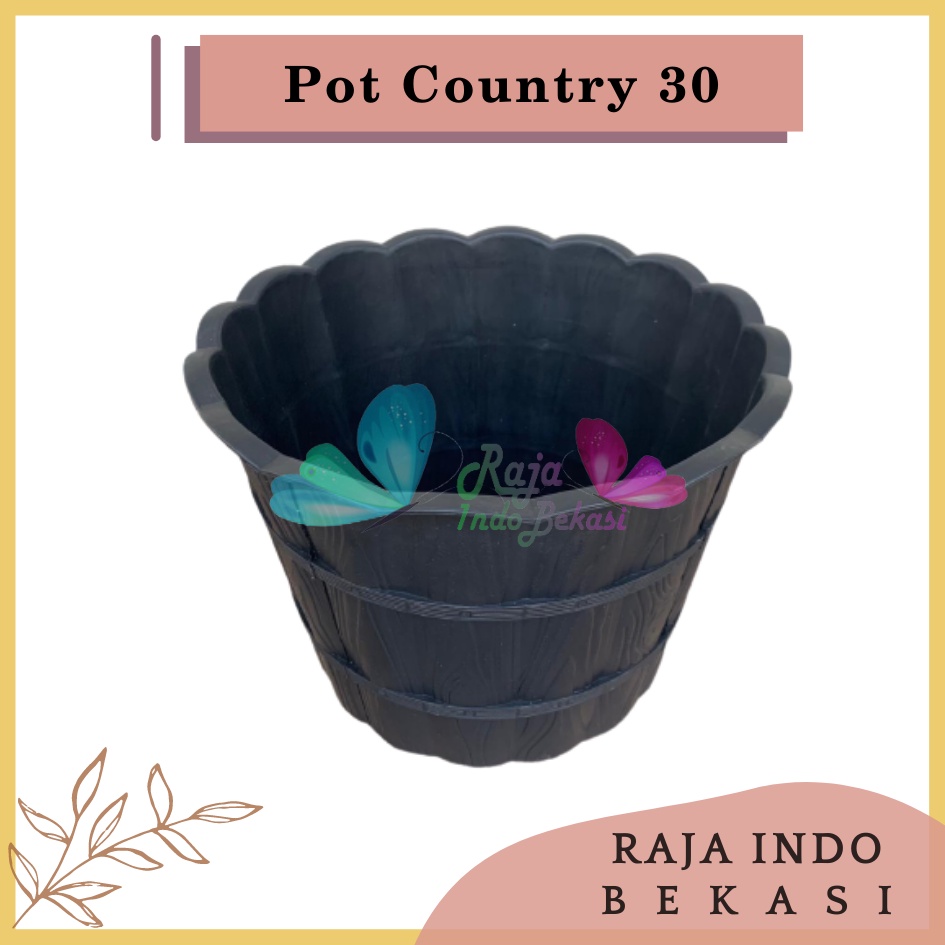 Pot Shallom Country 30 Hitam Pot Motif Gentong Kayu Tebal Cantik Pot Bunga Putih Besar Murah - Pot Motif Bambu Putih SHALLOM COUNTRY 30 pot bunga putih motif gentong kayu tebal cantik