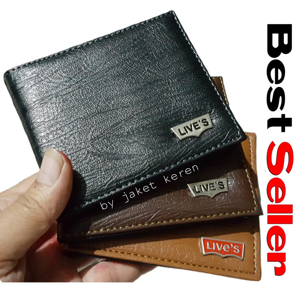 Dompet pria kulit serat kayu hitam/coklat/tan-4