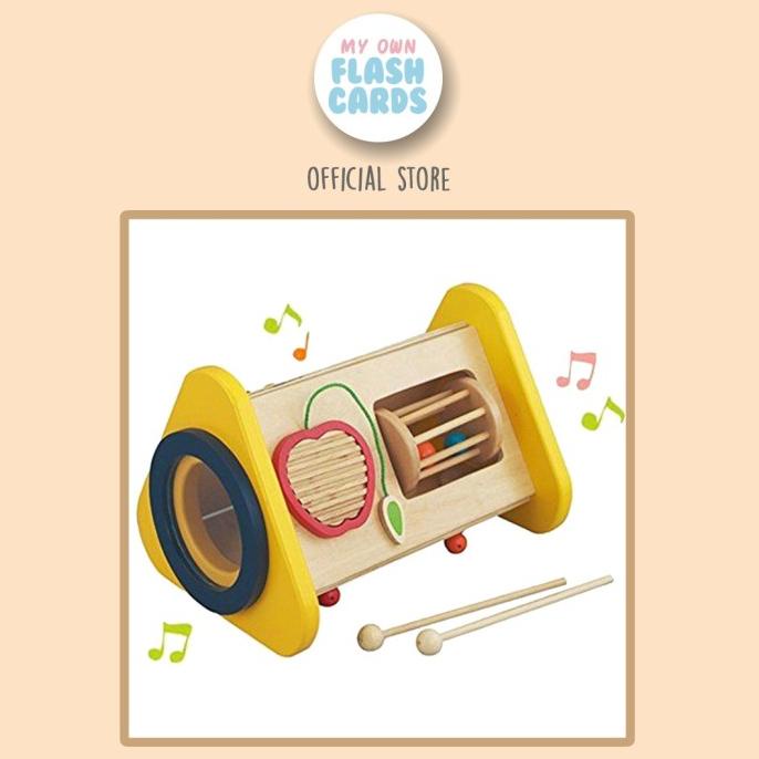 

3 in 1 Wooden Musical Instrument - Xylophone Drum Gear Mainan Musik