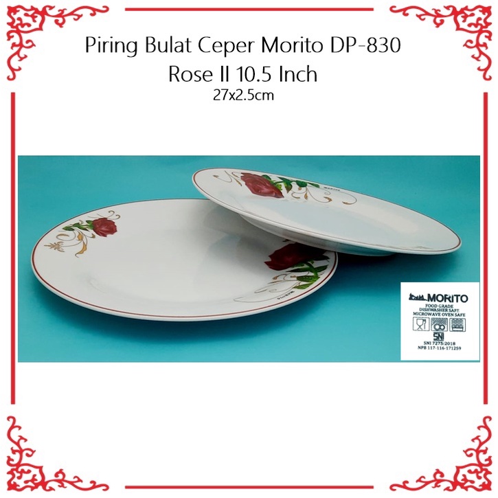 Piring Bulat Ceper Keramik Morito DP-820 2Les/DP-830 Blur Rose II/DP-850 Mahkota 10.5 Inch