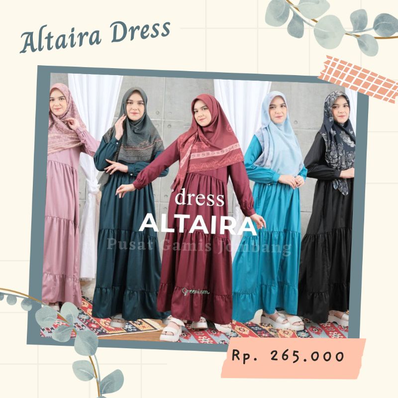 BAJU GAMIS ALTAIRA DRESS BY GREENISM DRESS PREMIUM QUALITY POLOS SYARI BRANDED REMAJA WANITA MUSLIM