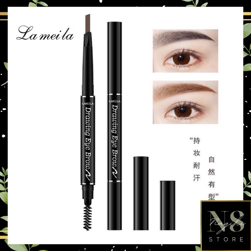 ✨NAGIHI✨ LAMEILA Pensil Alis OriginEyebrow 2 in 1 Kepala Ganda 7 Warna Boxless LA026