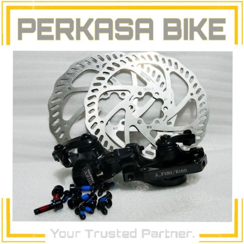 REM CAKRAM DISC BRAKE SET MEKANIK TEKTRO ARIES DISCBRAKE 6 BOLT PERKASABIKE
