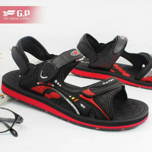Sepatu Sandal Urban GeoMax Pria Gunung Black Red (G8667M-14) Anti Slip Premium High Quality ORI