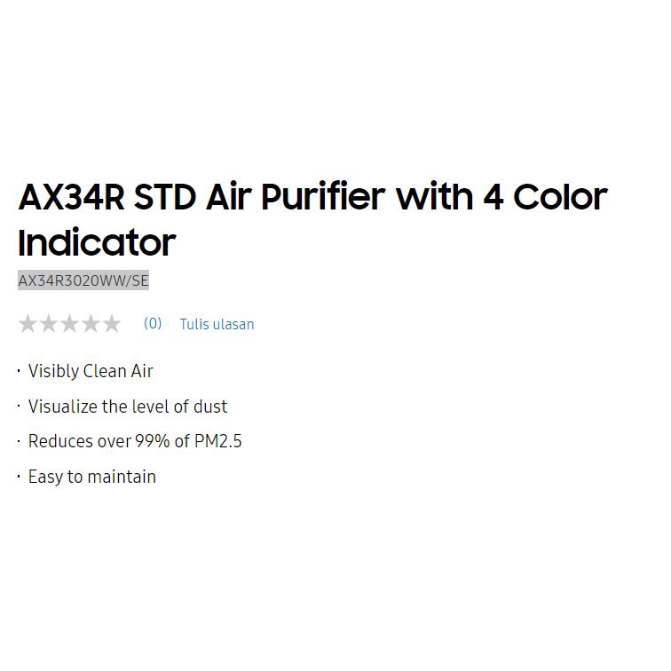 AIR PURIFIER SAMSUNG AX34R3020