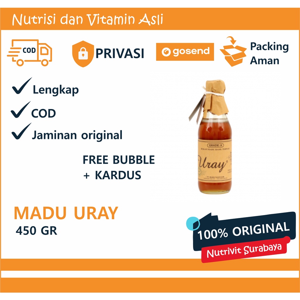 Madu Uray - Raw Honey 450 gr (330 ml) - Madu Murni Sehat - Madu Hutan