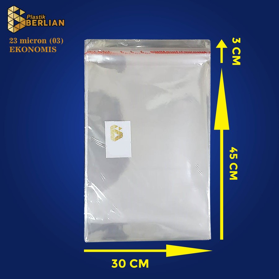 

HJK 30 x 45 cm Plastik OPP EKONOMIS 23micron (100 lbr) (lem/seal)