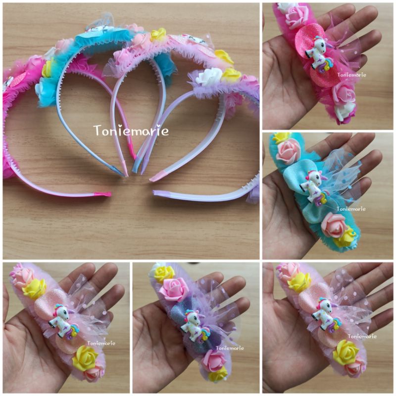 Bando Unicorn - Bando Bunga Unicorn - Bando Renda Bunga - Bando Anak - Bandana Unicorn - Kado Anak