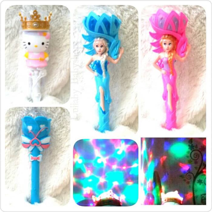 tongkat music lampu putar mainan anak musik frozen kitty