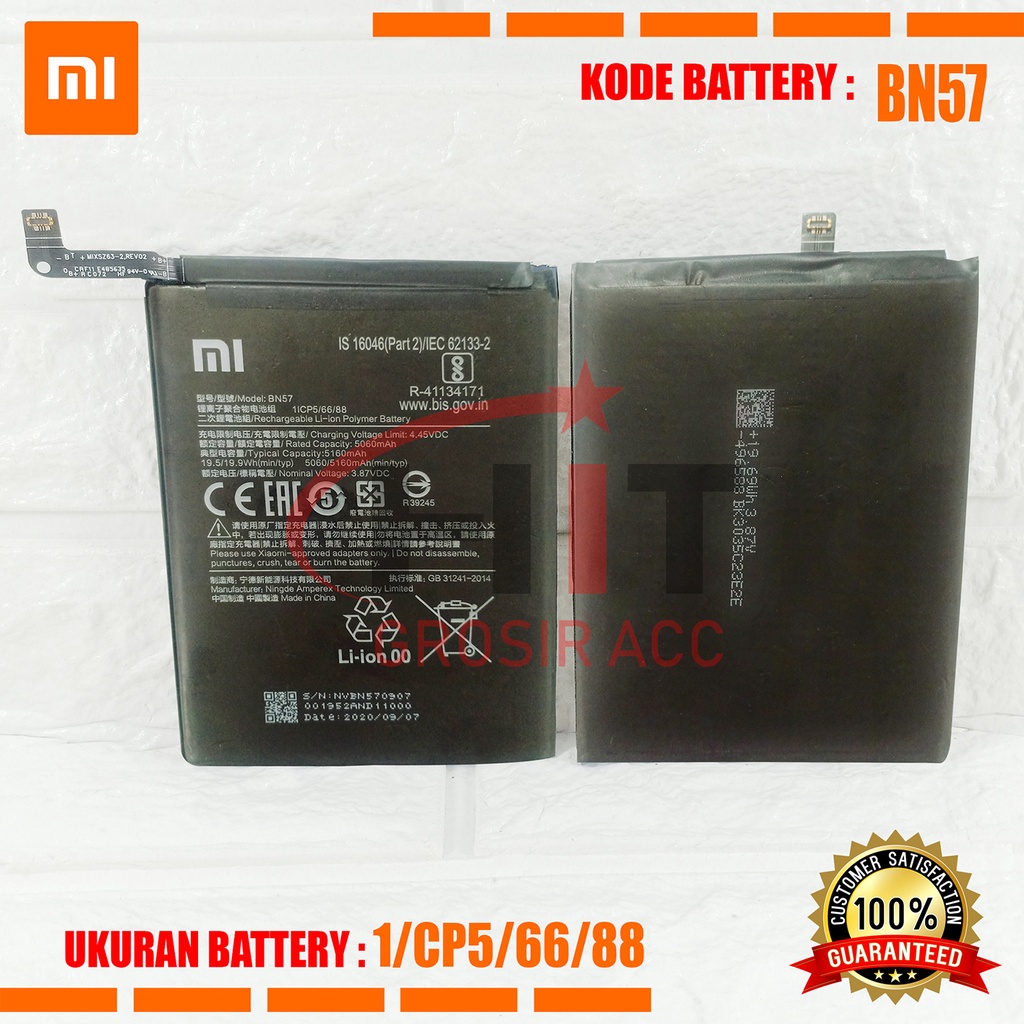 Baterai Battery Xiaomi BN57 FOR POCOPHONE POCO X3 NFC / X3 PRO