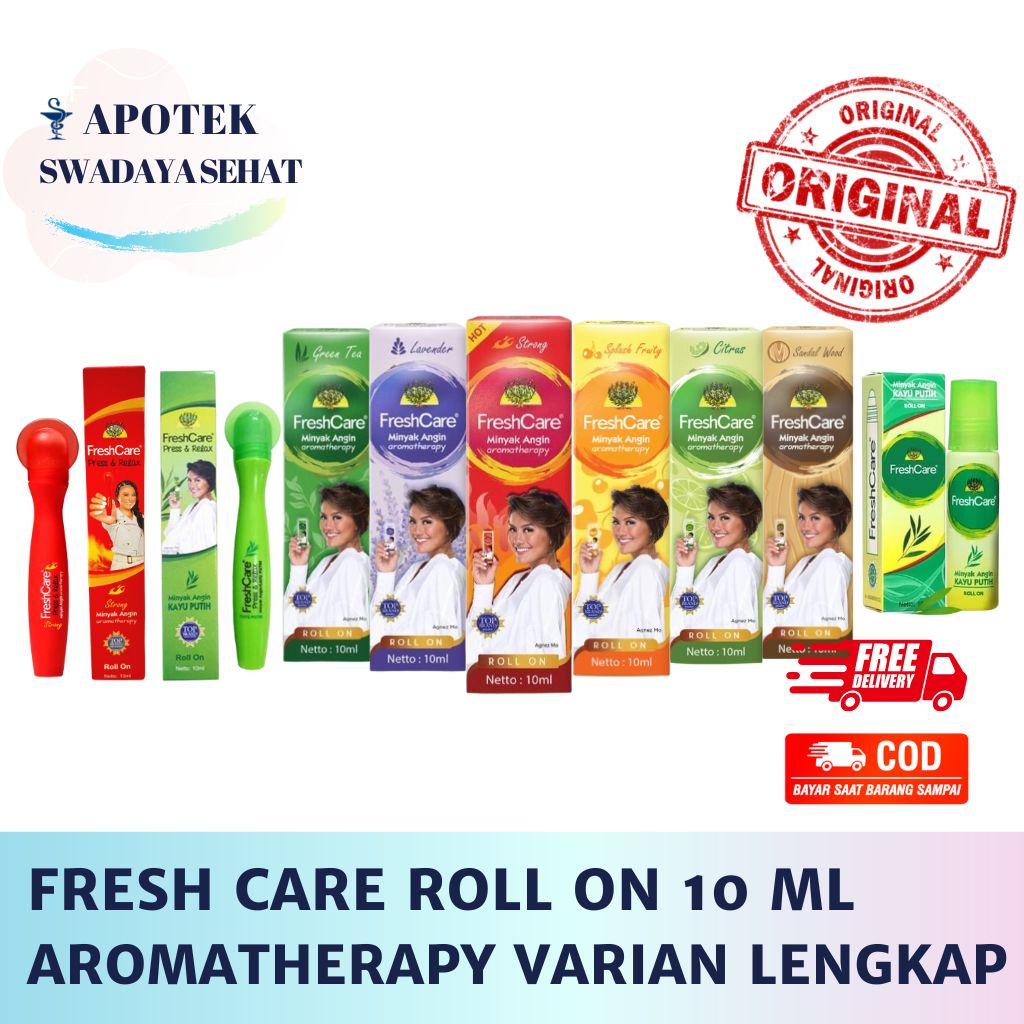 FRESHCARE ROLL ON 10 ML Splash Fruity - Lavender - Green Tea - Citrus - Kayu Putih - Strong Sandalwood Press Relax Pressrelax Minyak Angin Aromatherapy Rasa Varian Fresh Care