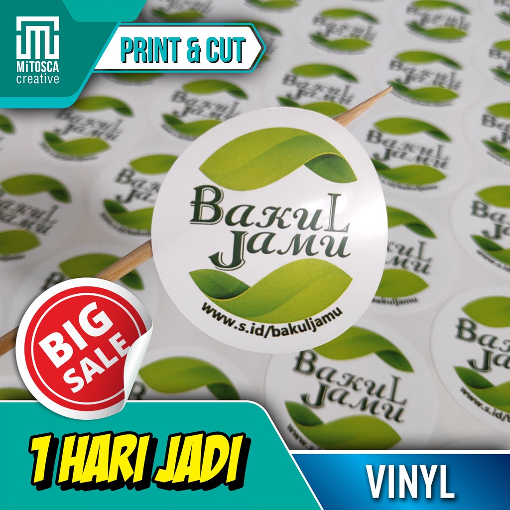 

Print Sticker Label Vinyl GLOSSY / MATTE / DOFF A3+ [ Print + Cutting Kisscut ] Minimal Order 6 lembar