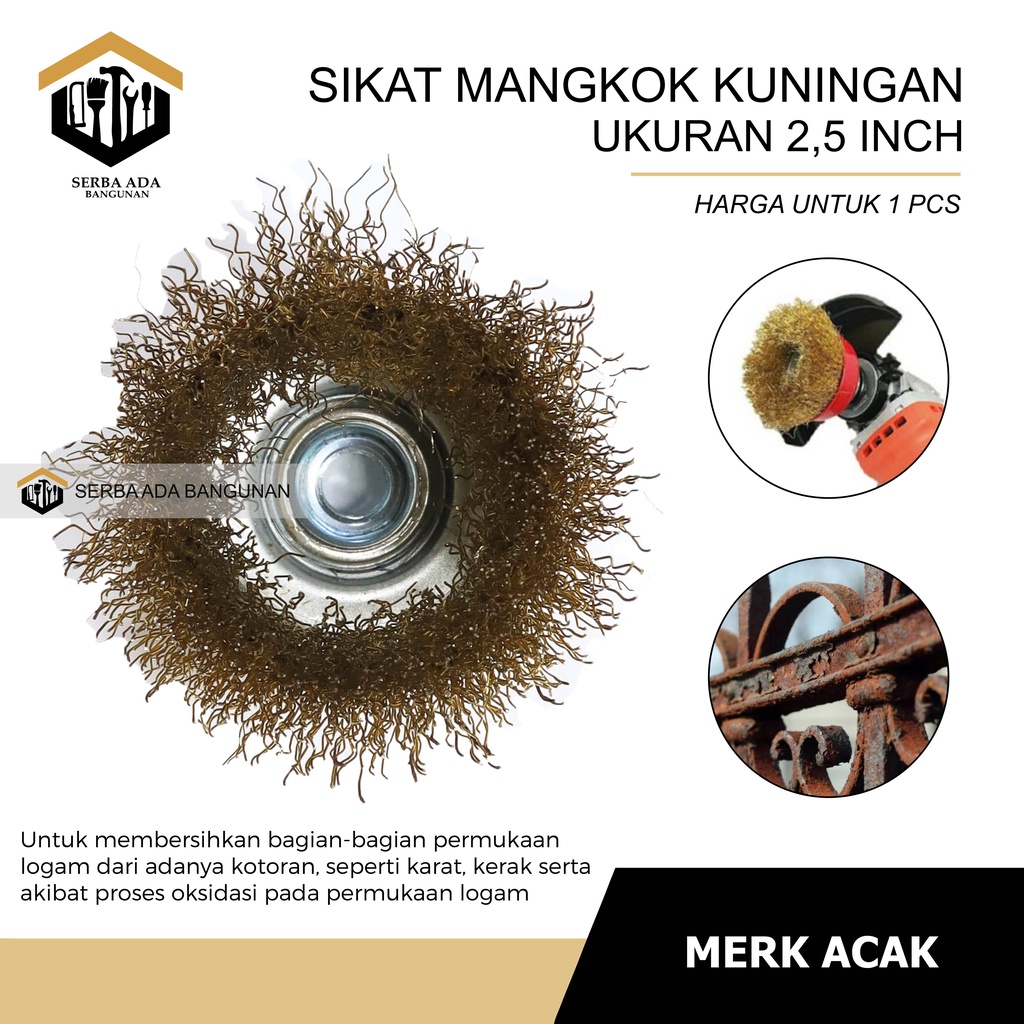 Cup Brush / Sikat Kawat / Sikat Mangkok 3&quot; - Kuningan &amp; Baja